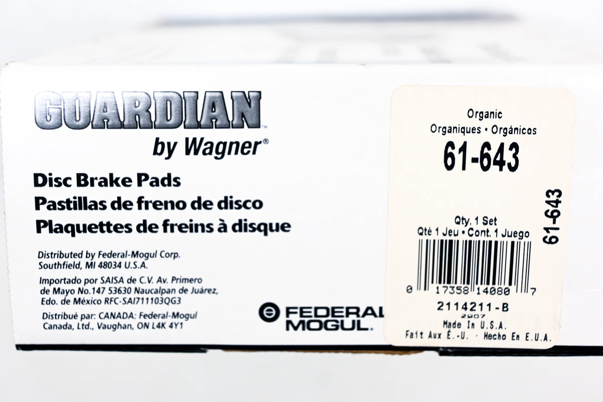 Wagner 61-643 Guardian Disc Brake Pad Kit NOS
