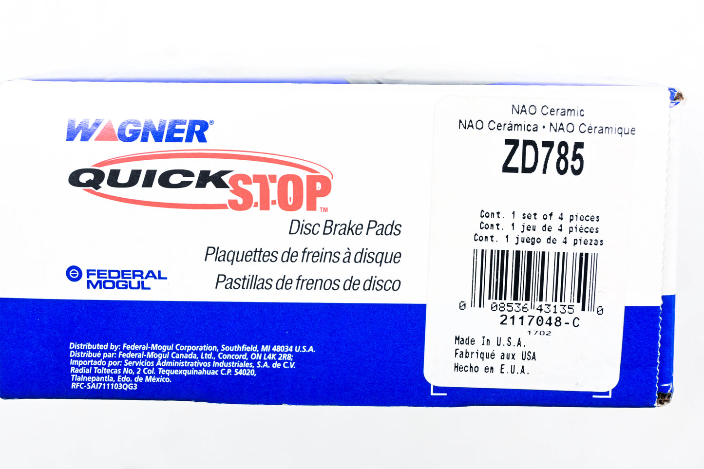 Wagner ZD785 Quick Stop Disc Brake Pad Kit NOS