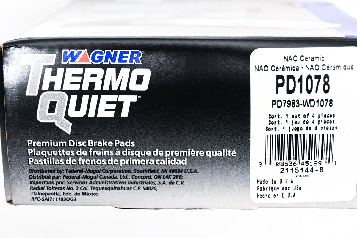 Wagner PD1078, PD7983, WD1078 Thermo Quiet Brake Pad Kit NOS