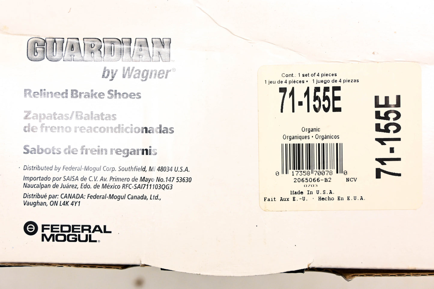 Wagner 71-155E Guardian Brake Shoe Kit NOS