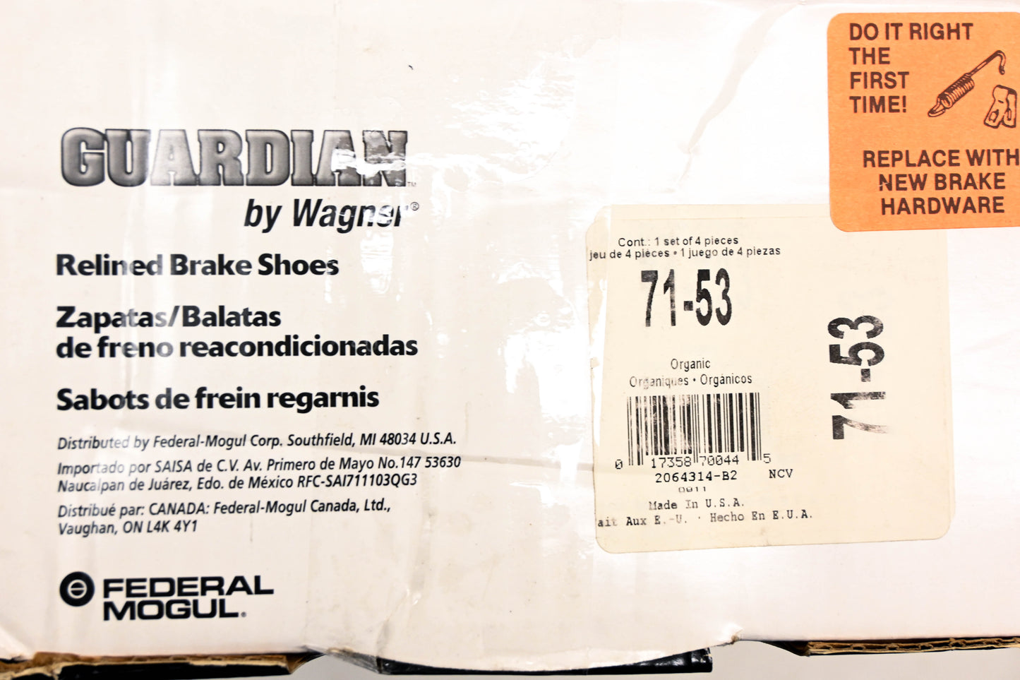 Wagner 71-53 Guardian Brake Shoe Kit NOS
