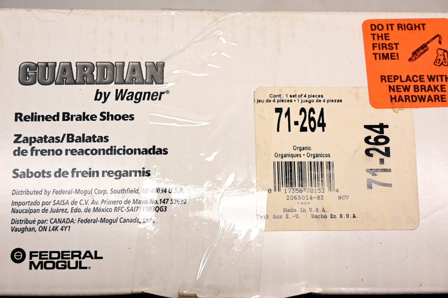 Wagner 71-264 Relined Brake Shoe Kit NOS