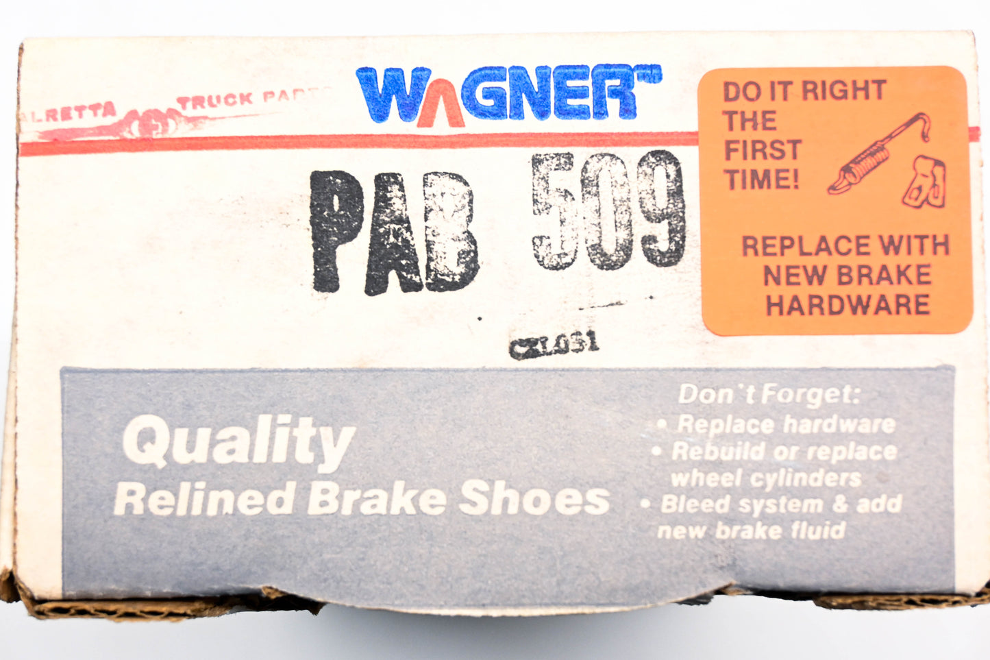 Wagner PAB509 Relined Brake Shoe Kit NOS