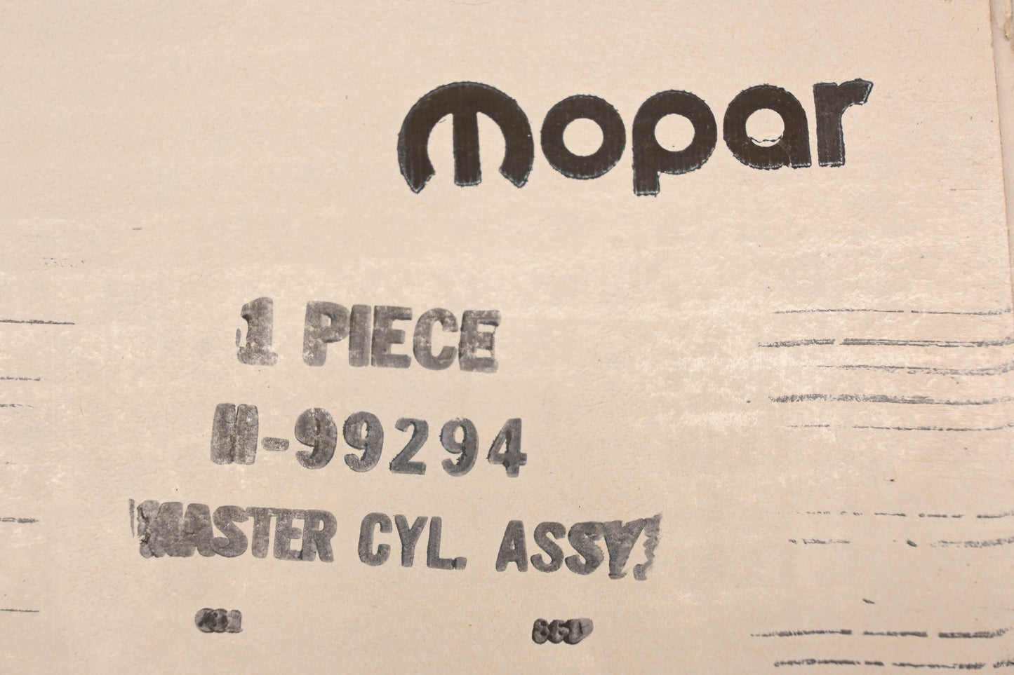 Mopar H99294, H-99294 Brake Master Cylinder NOS