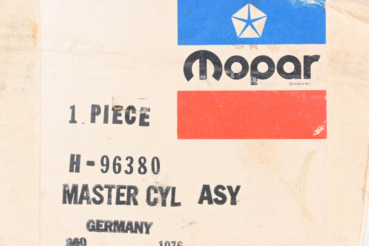 Mopar H-96380, H96380 Brake Master Cylinder NOS