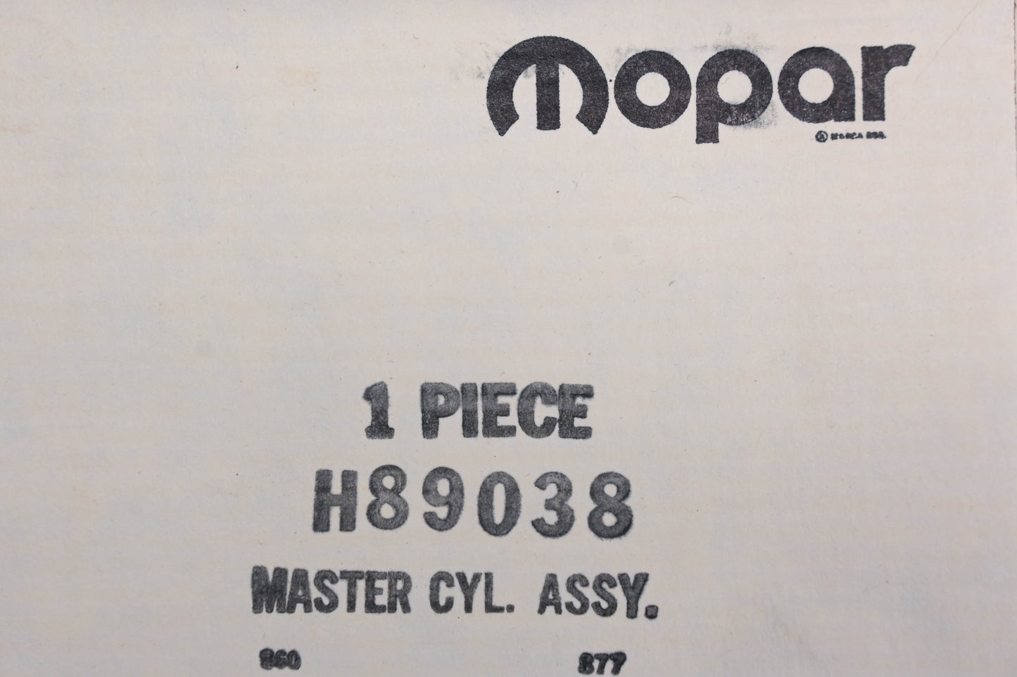 Mopar H89038, H-89038 Master Brake Cylinder NOS