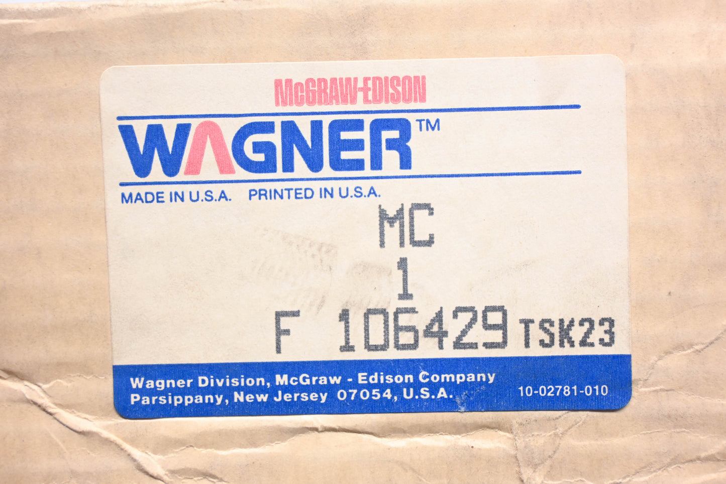 Wagner F106429, MC39402 Master Brake Cylinder NOS