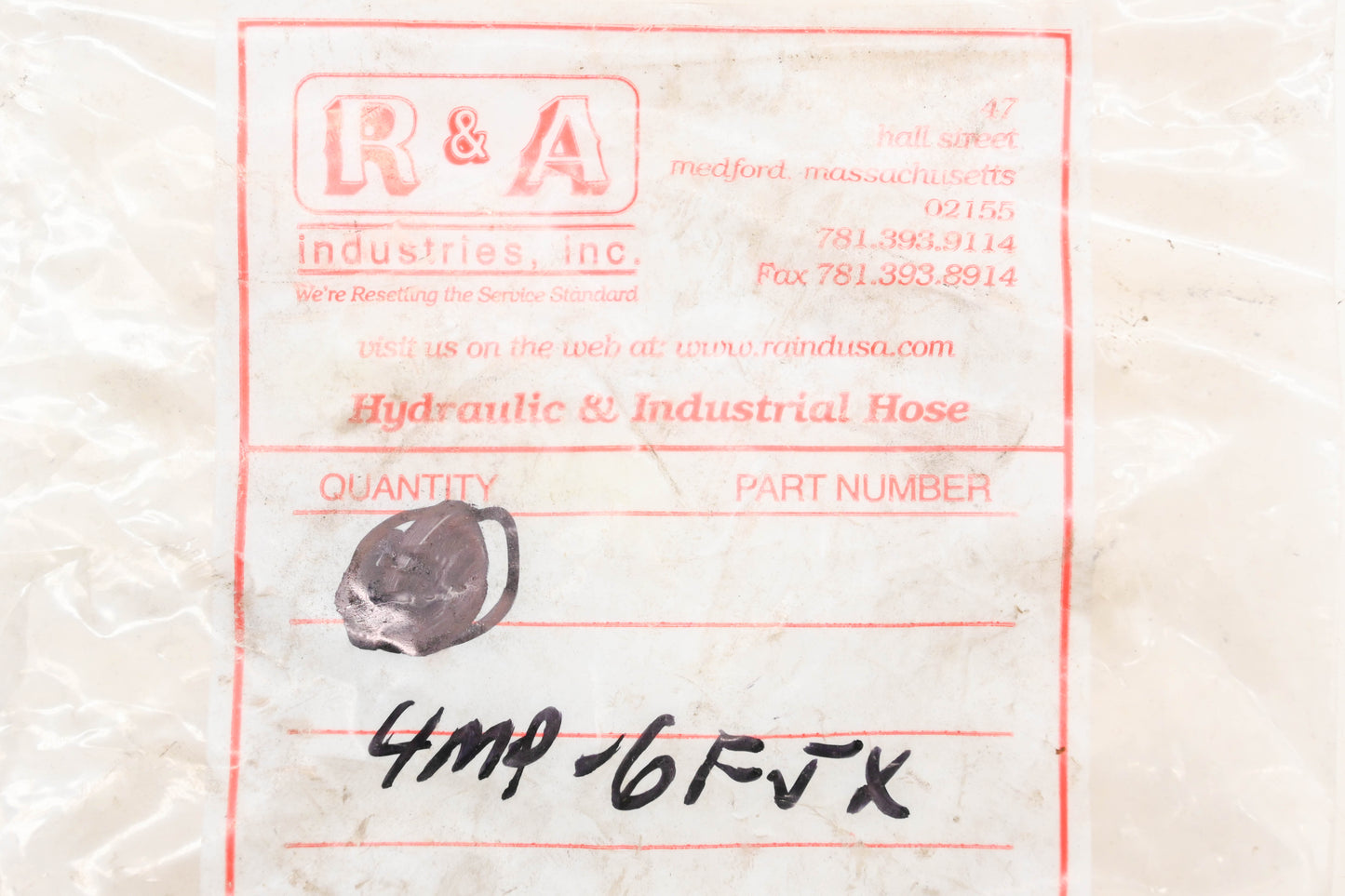R&A Industries 4MP-6FJX, 6FJX-4MP Hose Adapter Fitting NOS