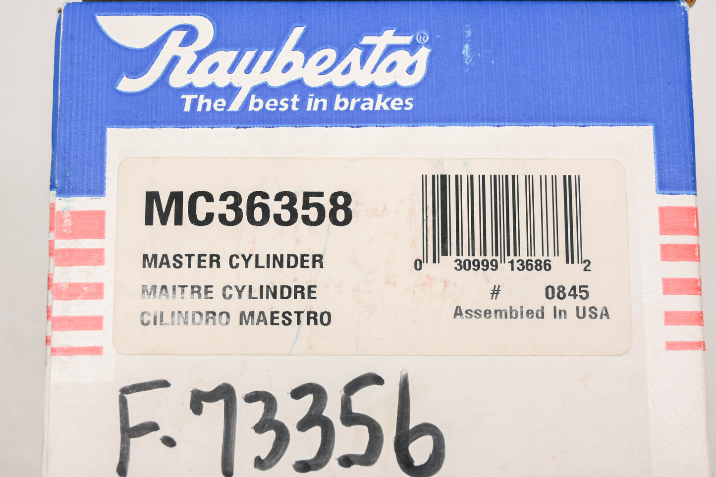 Raybestos MC36358, F73356 Brake Master Cylinder NOS