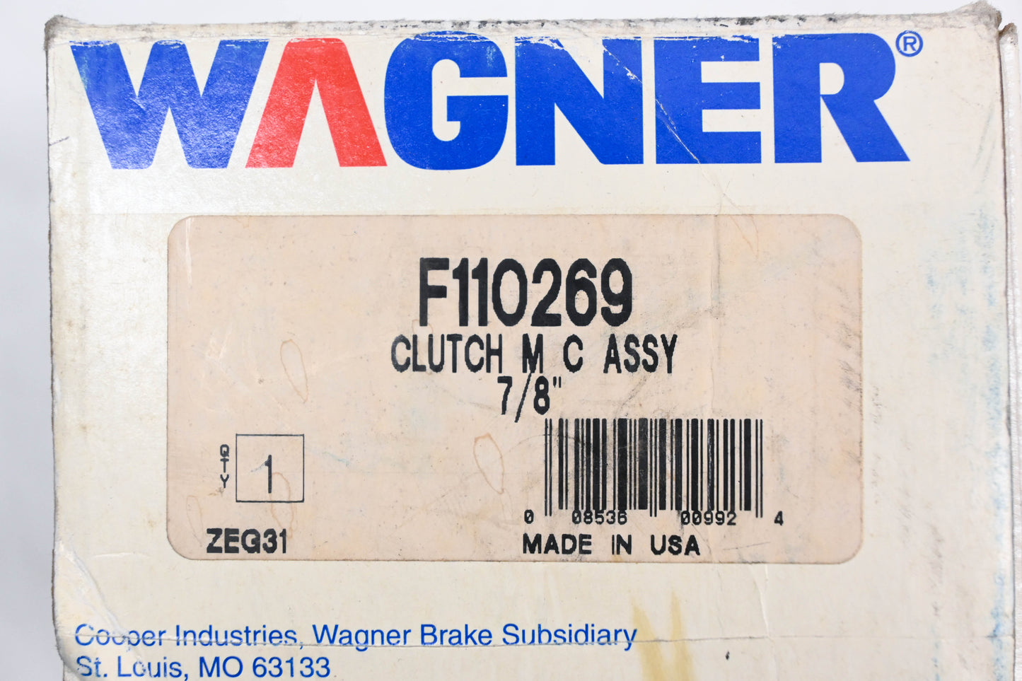 Wagner F110269, WC110269 Clutch Master Cylinder Kit NOS