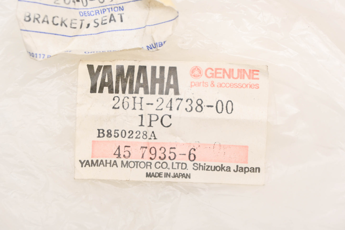 New OEM Yamaha 26H-24738-00-00 Seat Bracket NOS