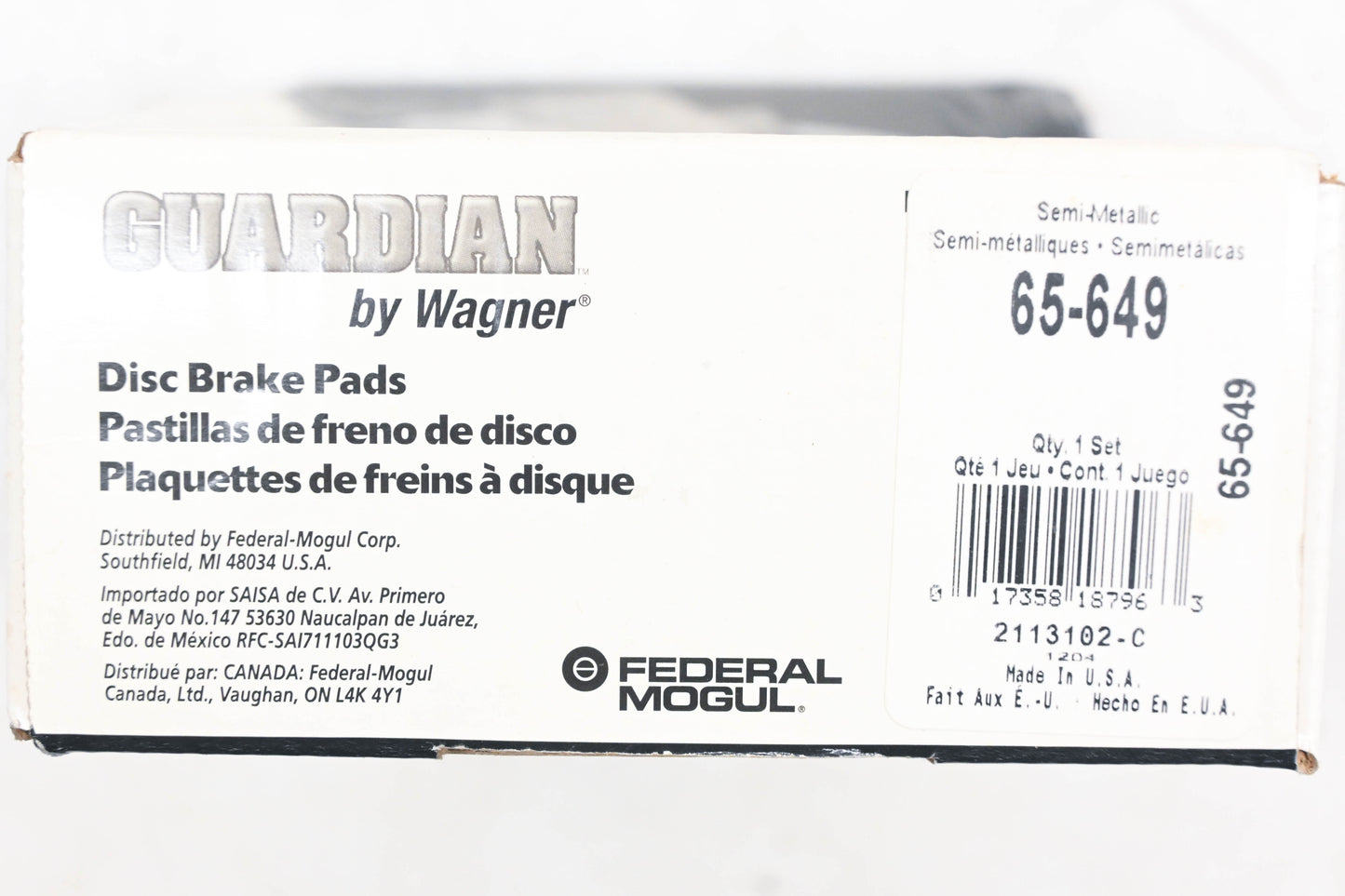Wagner 65-649, SGD649M Guardian Disc Brake Pad Kit NOS