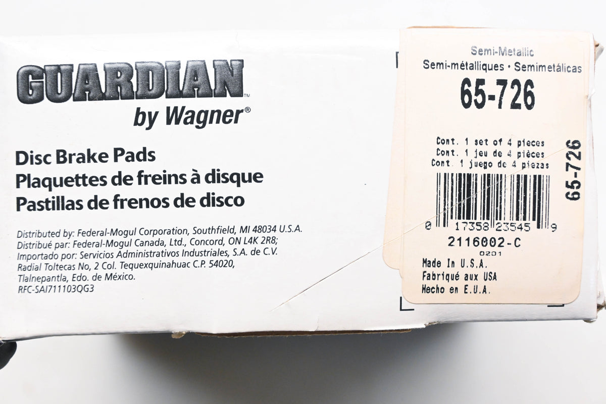 Wagner 65-726, SGD726 Guardian Disc Brake Pad Kit NOS