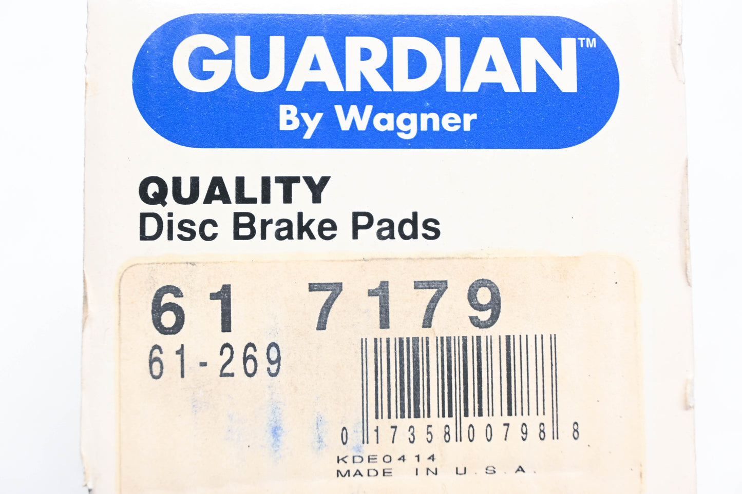Wagner 61-7179, 61-269 Guardian Disc Brake Pad Kit NOS