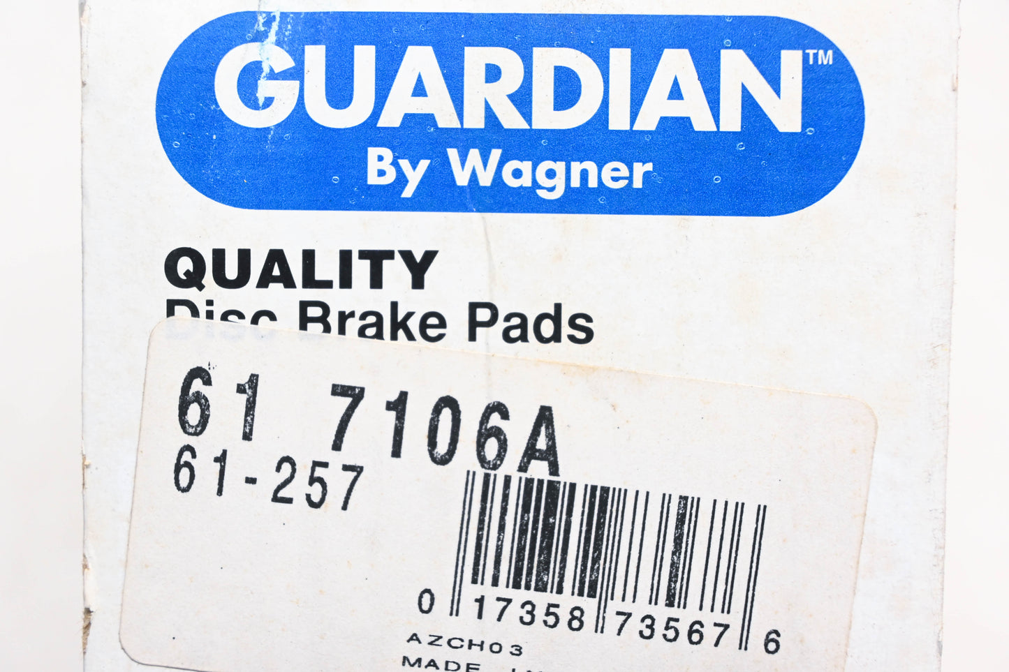 Wagner 61-7106A, 61-257 Guardian Disc Brake Pad Kit NOS