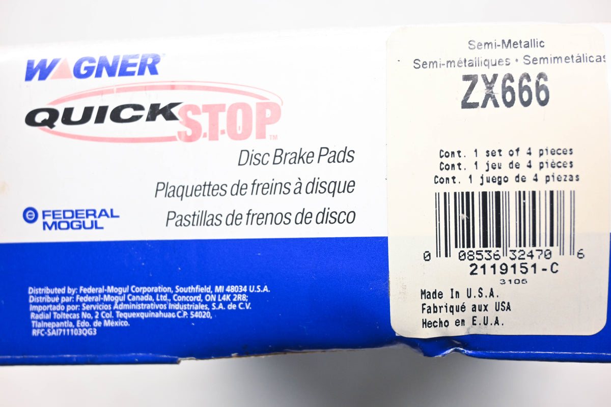 Wagner ZX666 Disc Brake Pad Kit NOS