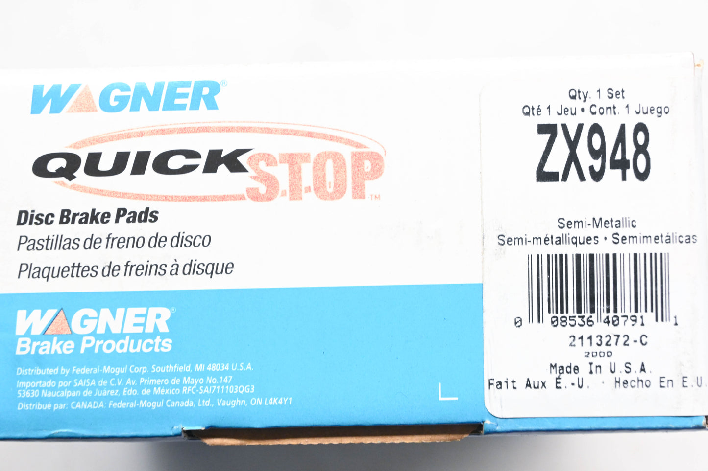 Wagner ZX948 Disc Brake Pad Kit NOS