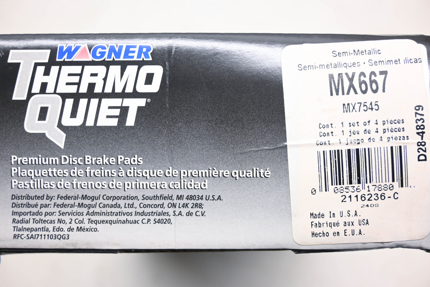 Wagner MX667, MX7545 Thermo Quiet Disc Brake Pad Kit NOS