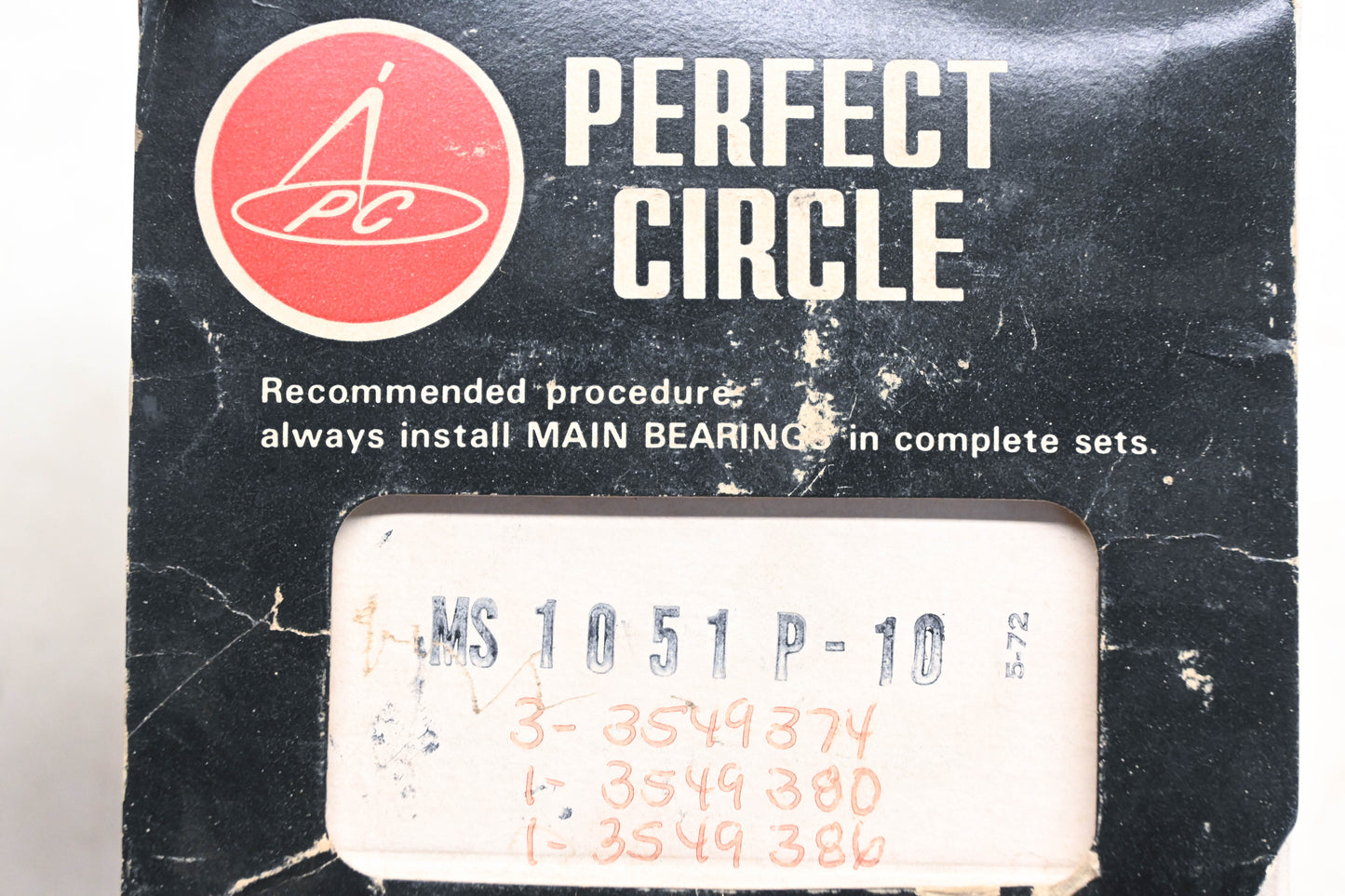 Perfect Circle MS1051P-10 Crankshaft Main Bearing Kit NOS