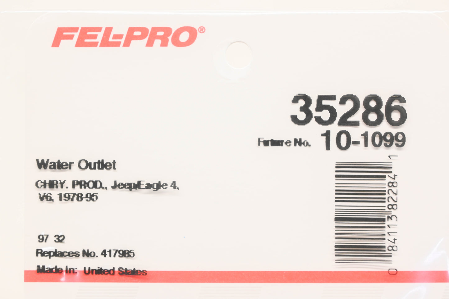 Fel-Pro 35286, 10-1099, 417985 Water Outlet Gaskets Qty 2 NOS