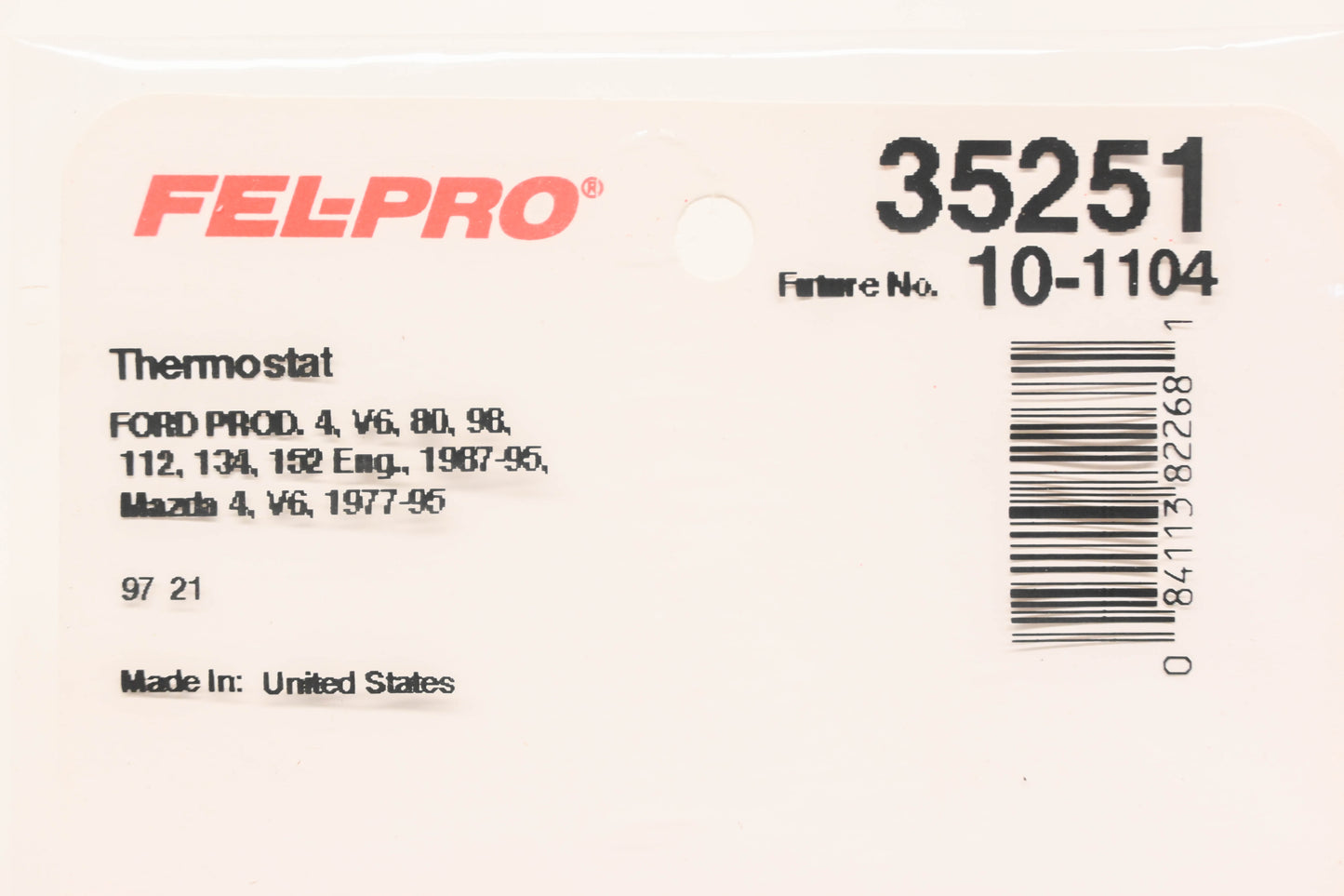 Fel-Pro 35251, 10-1104 Thermostat Gaskets Qty 2 NOS