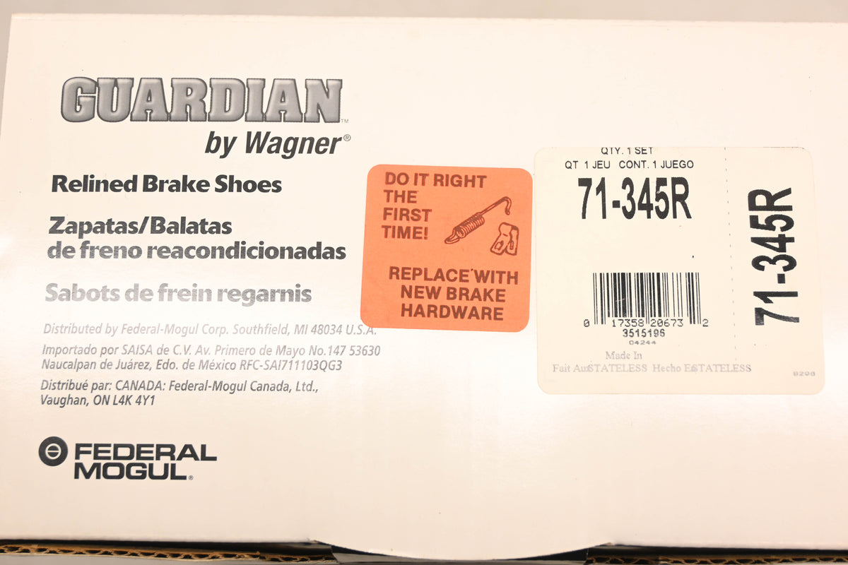Wagner 71-345R Relined Brake Shoe Kit NOS