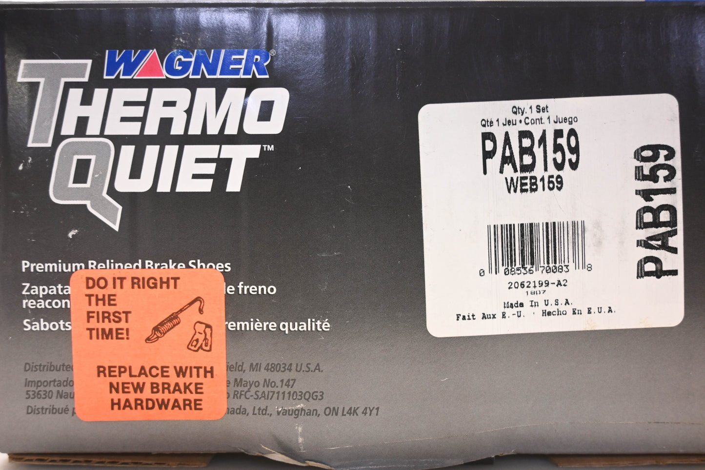 Wagner PAB159, WEB159 Thermo Quiet Brake Shoe Kit NOS