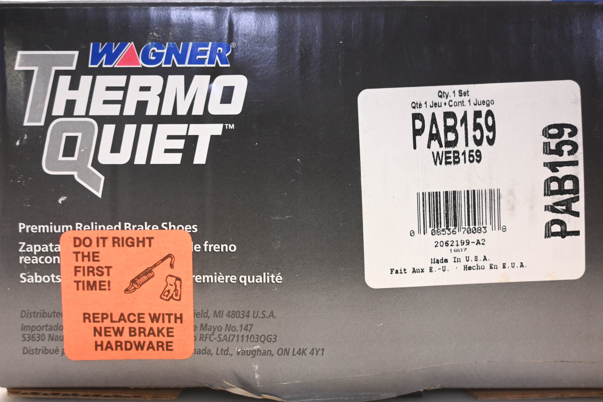 Wagner PAB159, WEB159 Thermo Quiet Brake Shoe Kit NOS