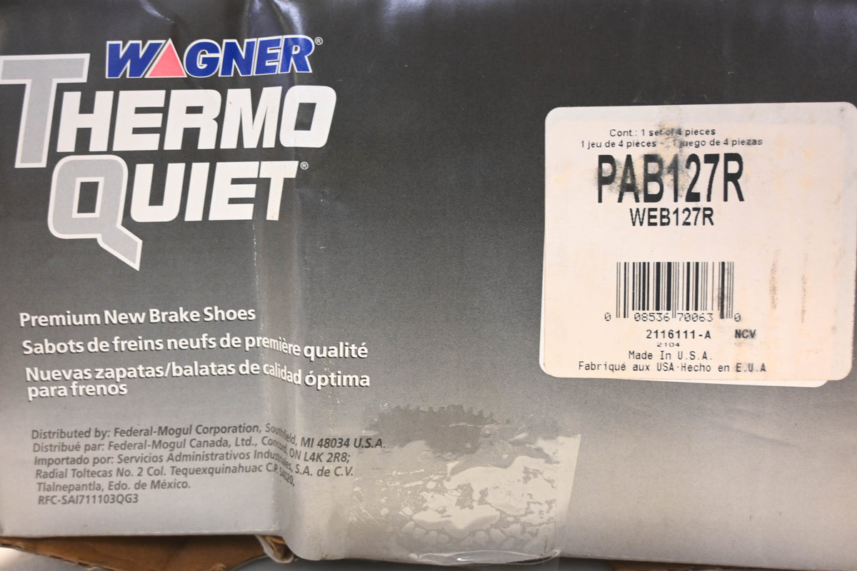 Wagner PAB127R, WEB127R Thermo Quiet Brake Shoe Kit NOS