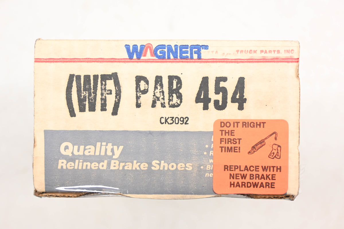 Wagner WF454, PAB454 Relined Brake Shoe Kit NOS