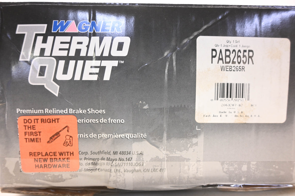 Wagner PAB265R, WEB265R Thermo Quiet Brake Shoe Kit NOS