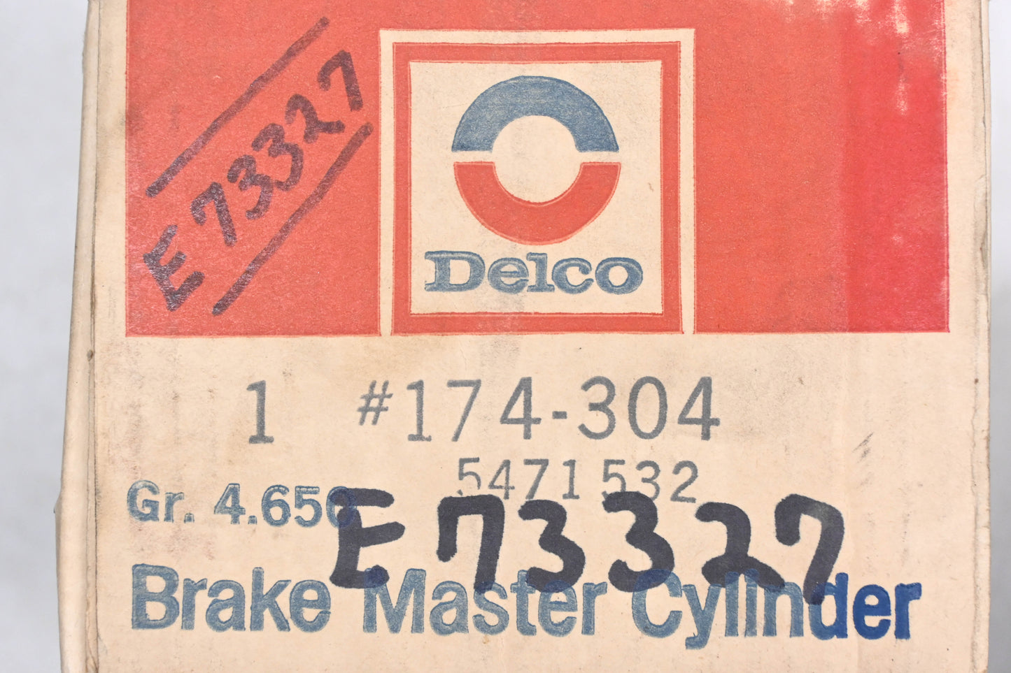 Delco 174-304, 5471532, E73327 Brake Master Cylinder Assembly NOS