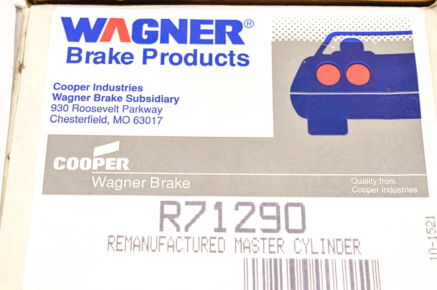 Wagner R71290 Remanufactured Brake Master Cylinder NOS