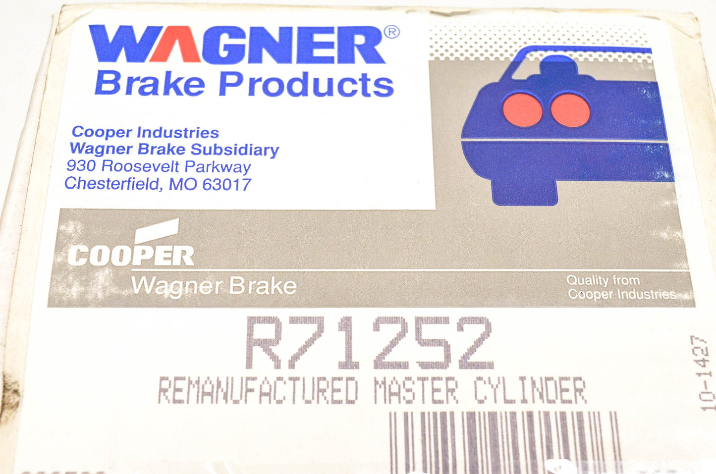 Wagner R71252 Remanufactured Brake Master Cylinder NOS