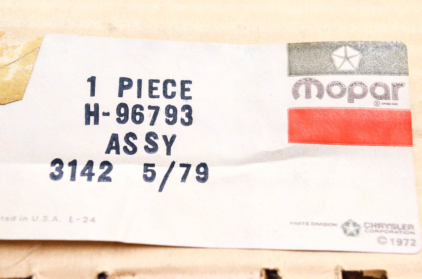 Mopar H-96793, H96793 Master Cylinder Assembly NOS