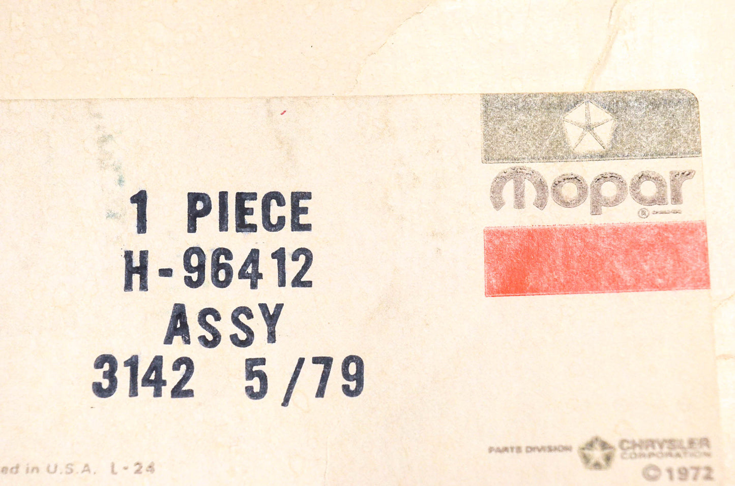 Mopar H-96412, H96412 Master Cylinder Assembly NOS