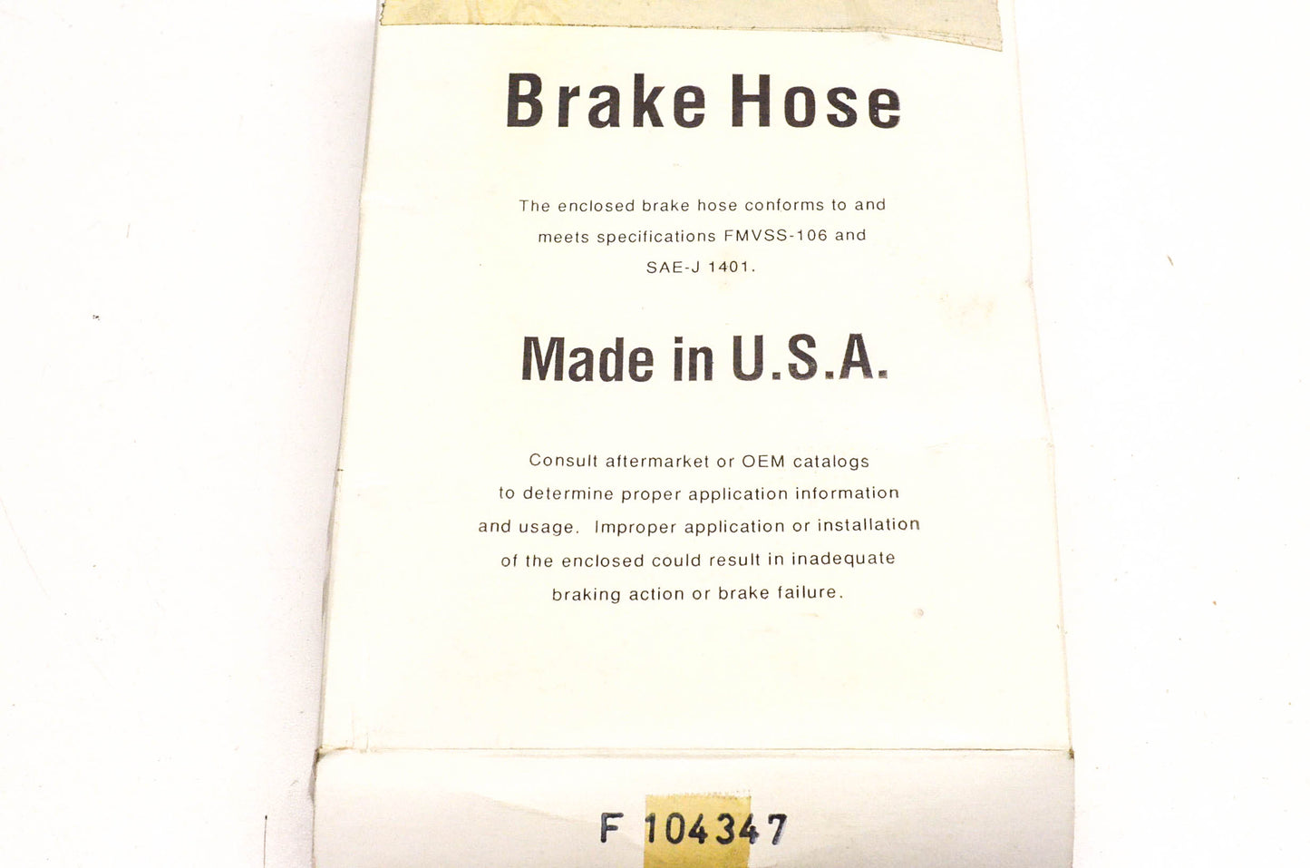 Aftermarket F104347 Brake Hydraulic Hose For Chevrolet GMC Front Right NOS