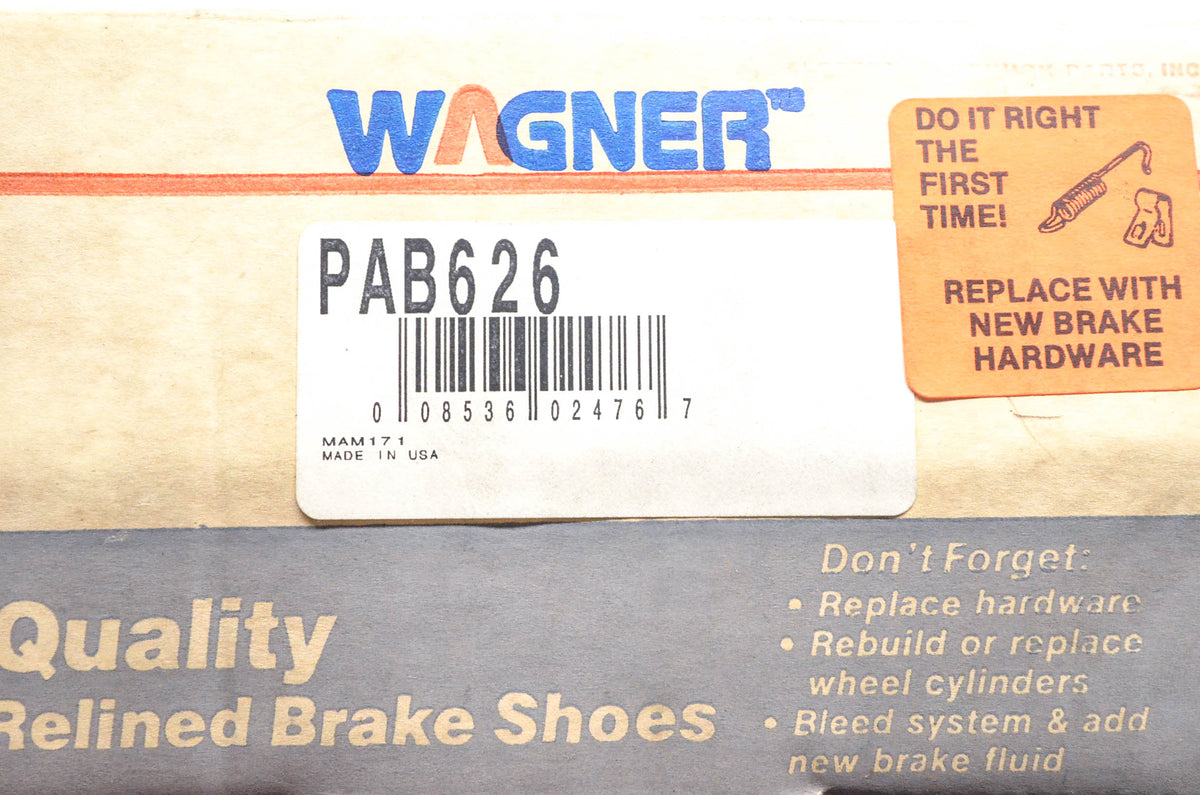 Wagner PAB626 Relined Brake Shoe Kit NOS