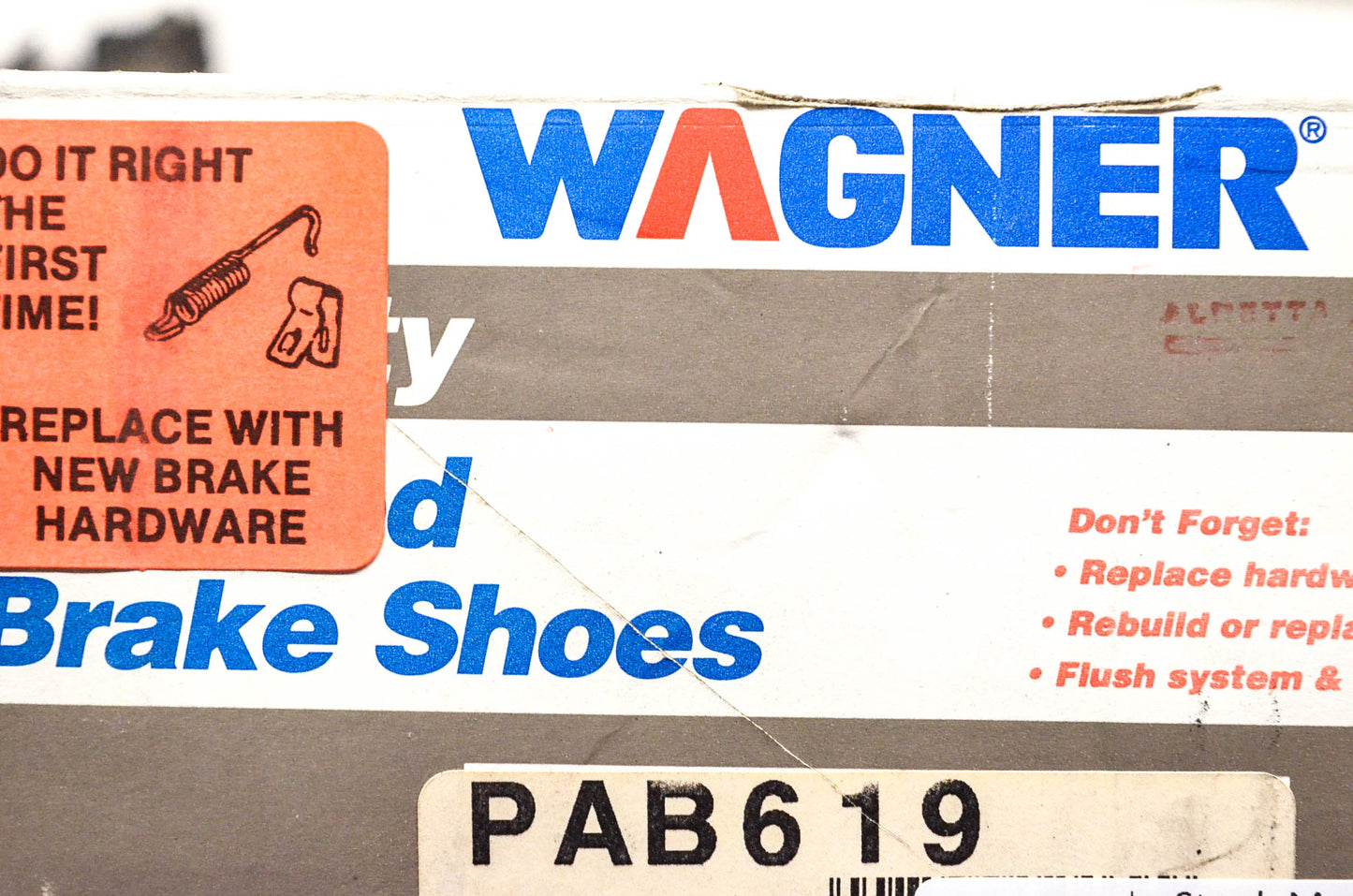 Wagner PAB619 Relined Brake Shoe Kit NOS