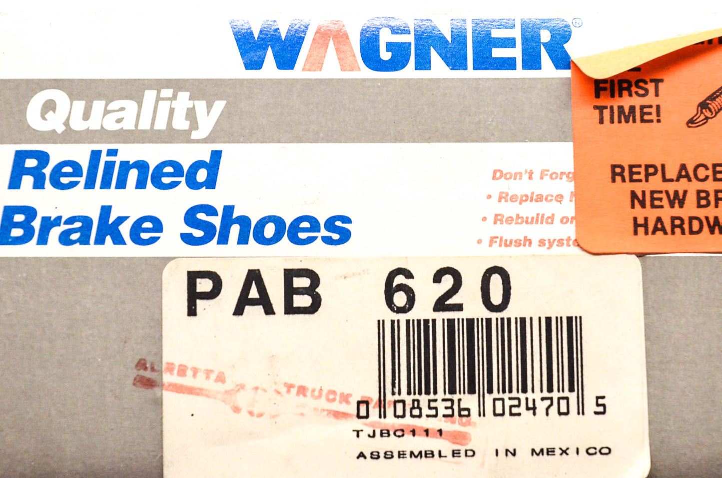 Wagner PAB620 Relined Brake Shoe Kit NOS