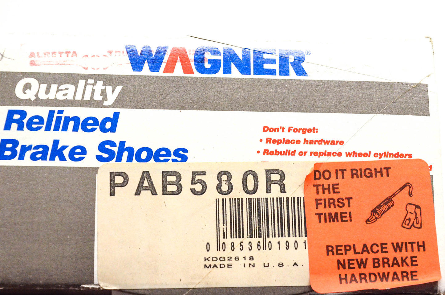 Wagner PAB580R Relined Brake Shoe Kit NOS