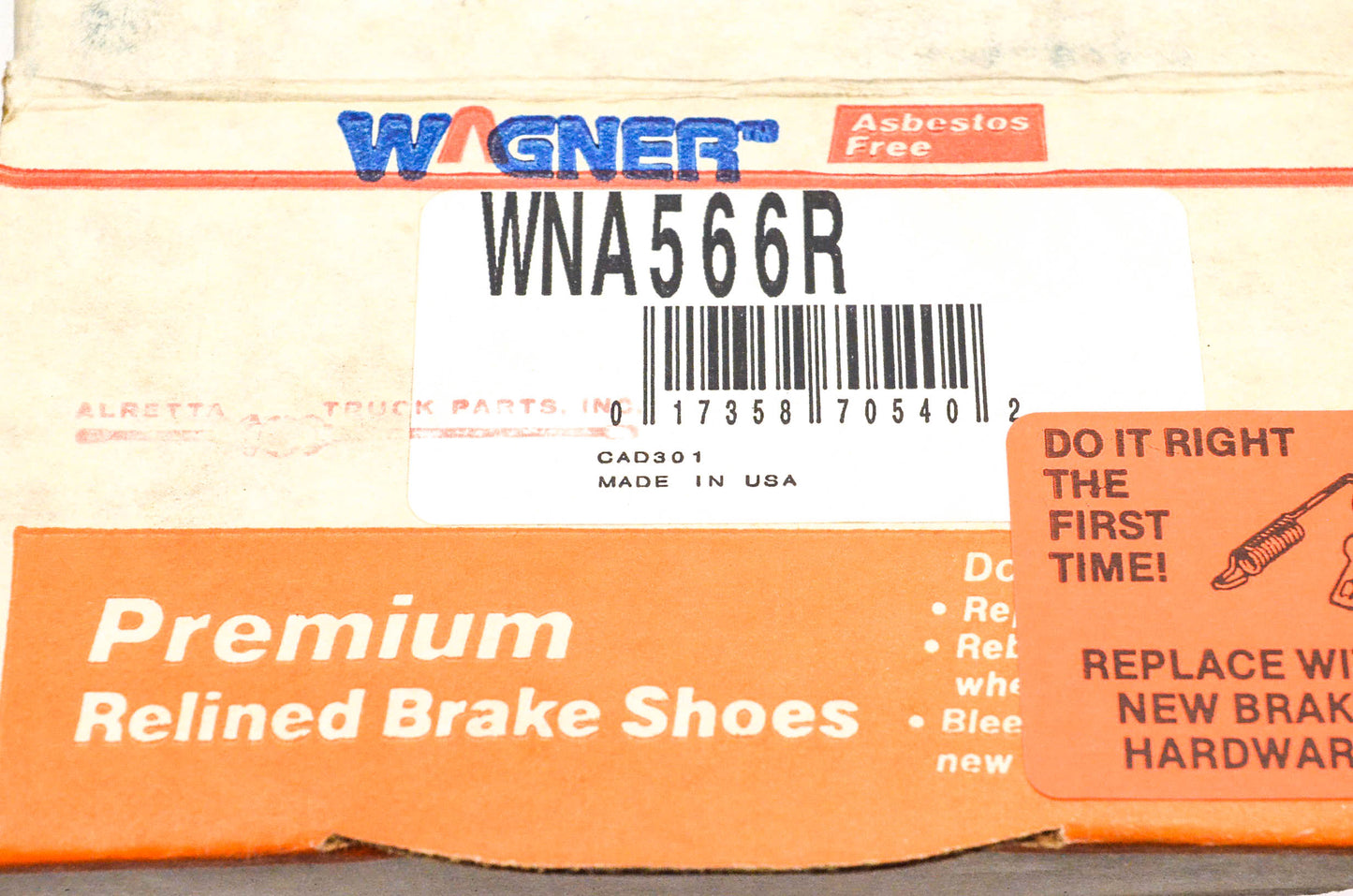 Wagner WNA566R Relined Brake Shoe Kit NOS