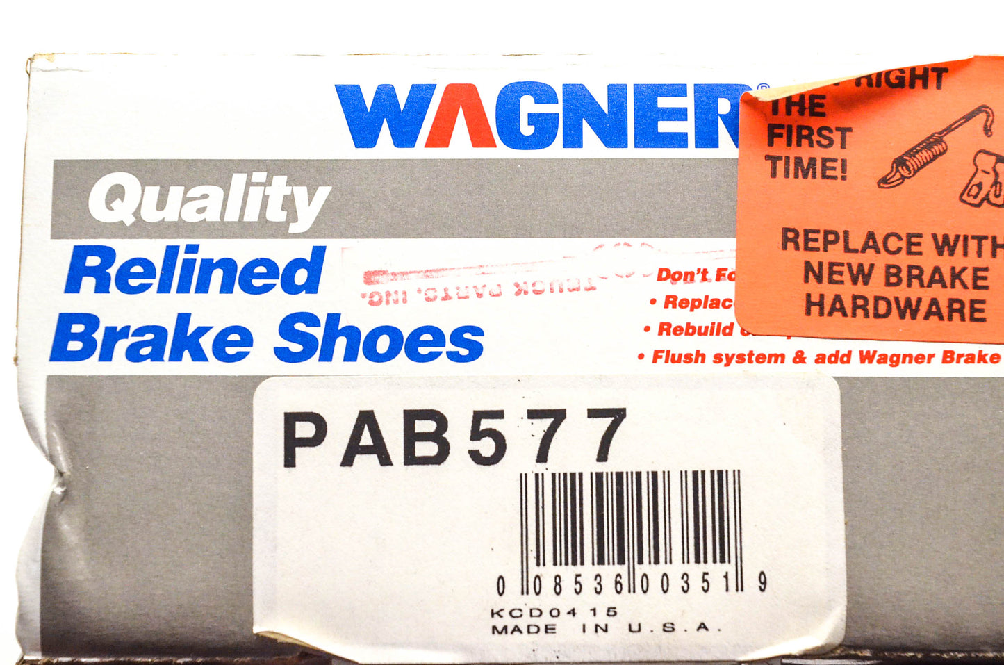 Wagner PAB577 Relined Brake Shoe Kit NOS