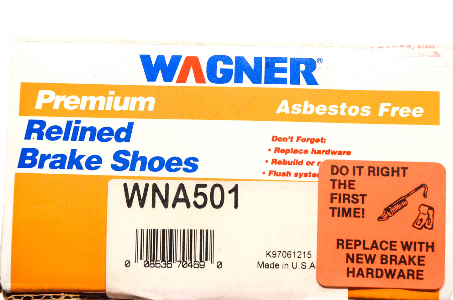 Wagner WNA501 Relined Brake Shoe Kit NOS