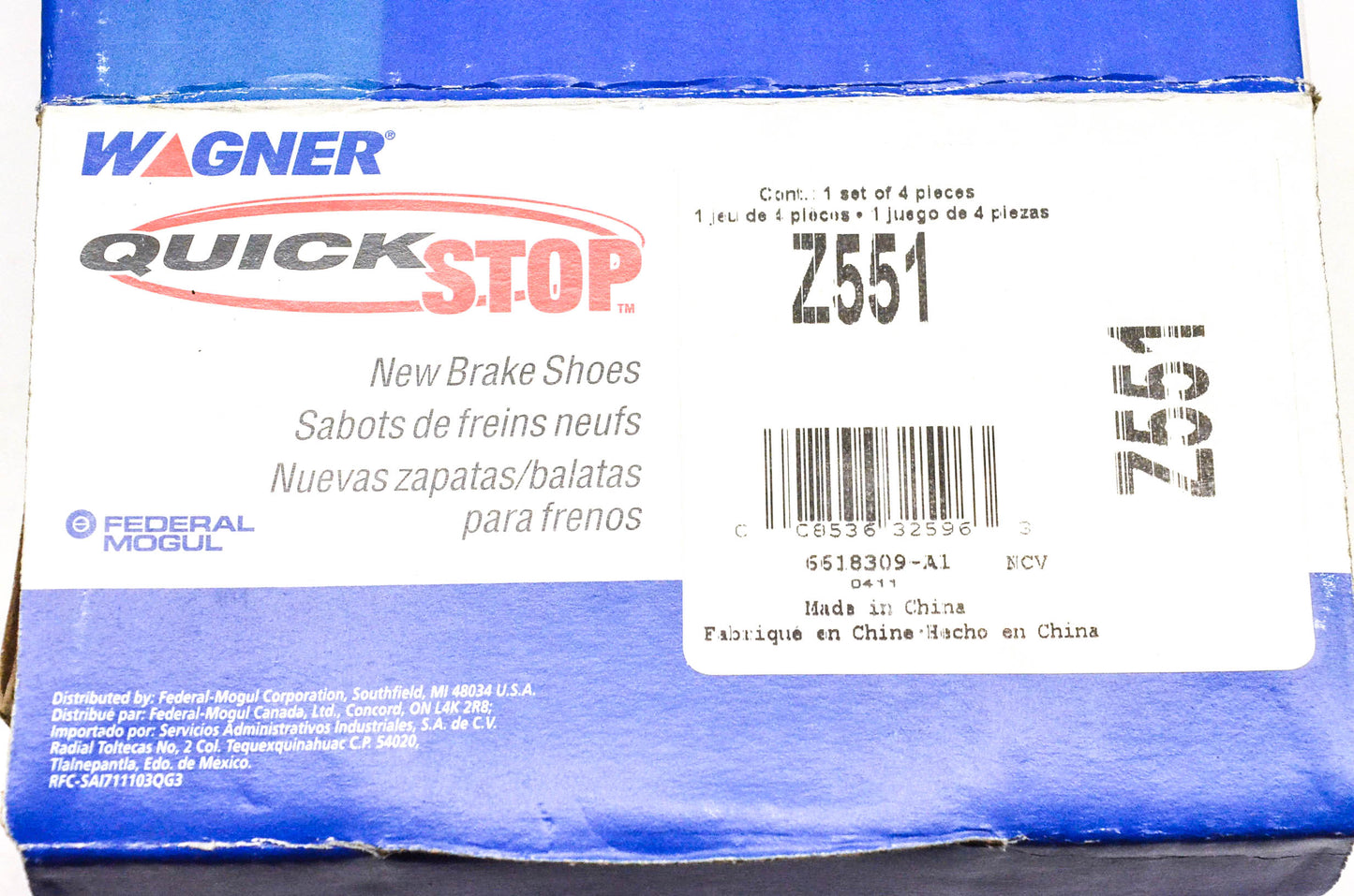 Wagner Z551 Quick Stop Brake Shoe Kit NOS