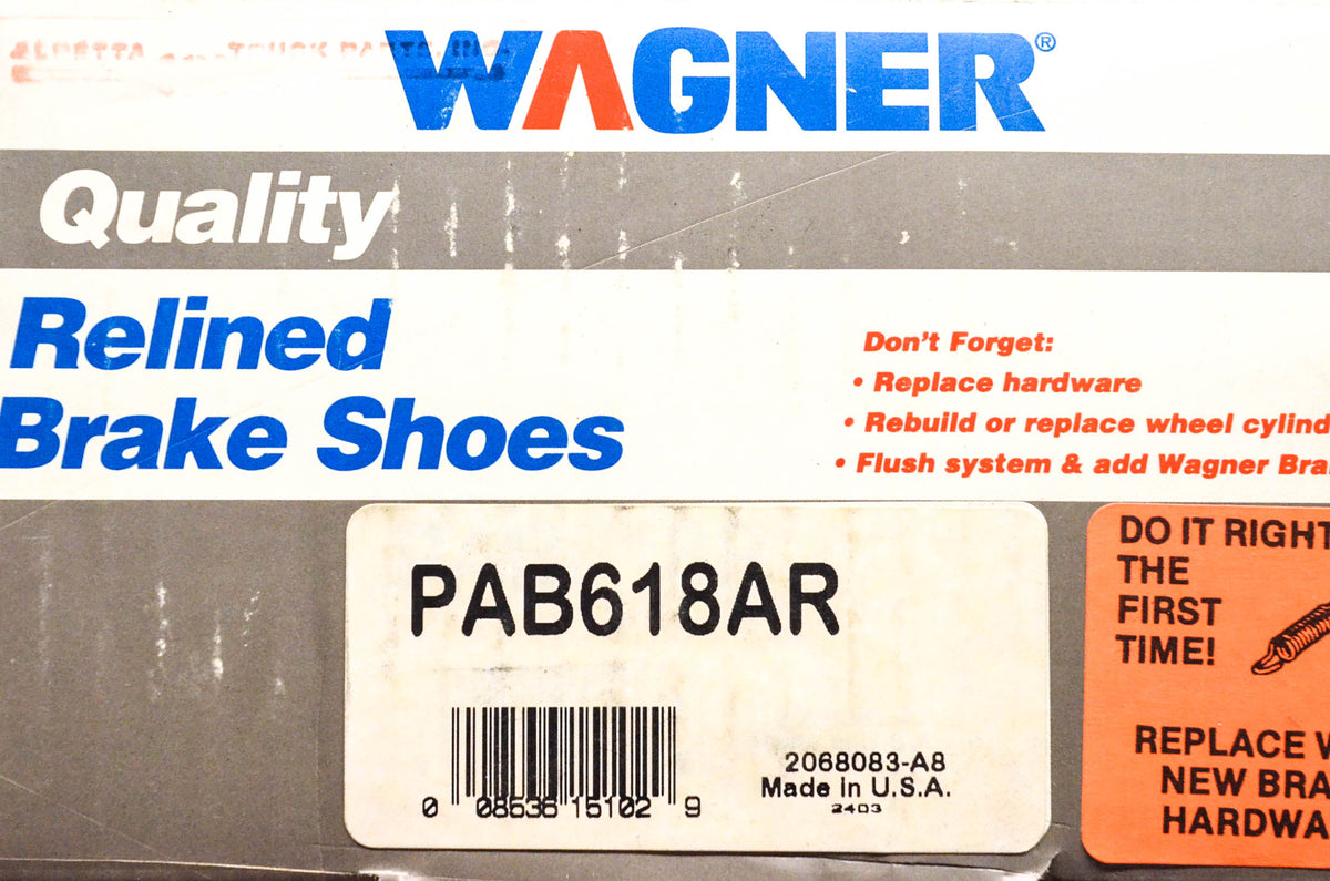 Wagner PAB618AR Relined Brake Shoe Kit NOS