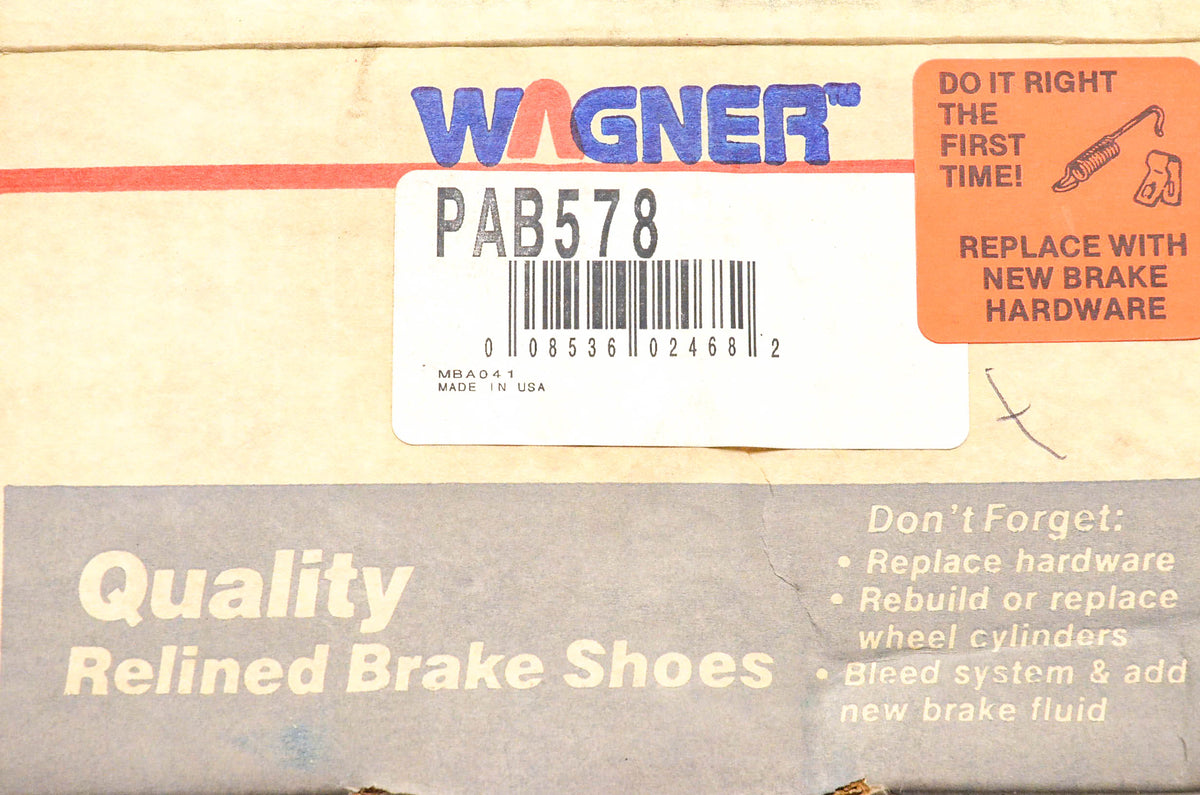 Wagner PAB578 Relined Brake Shoe Kit NOS