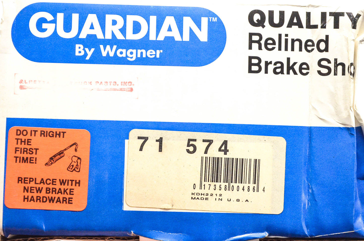Wagner 71-574 Guardian Relined Brake Shoe Kit NOS