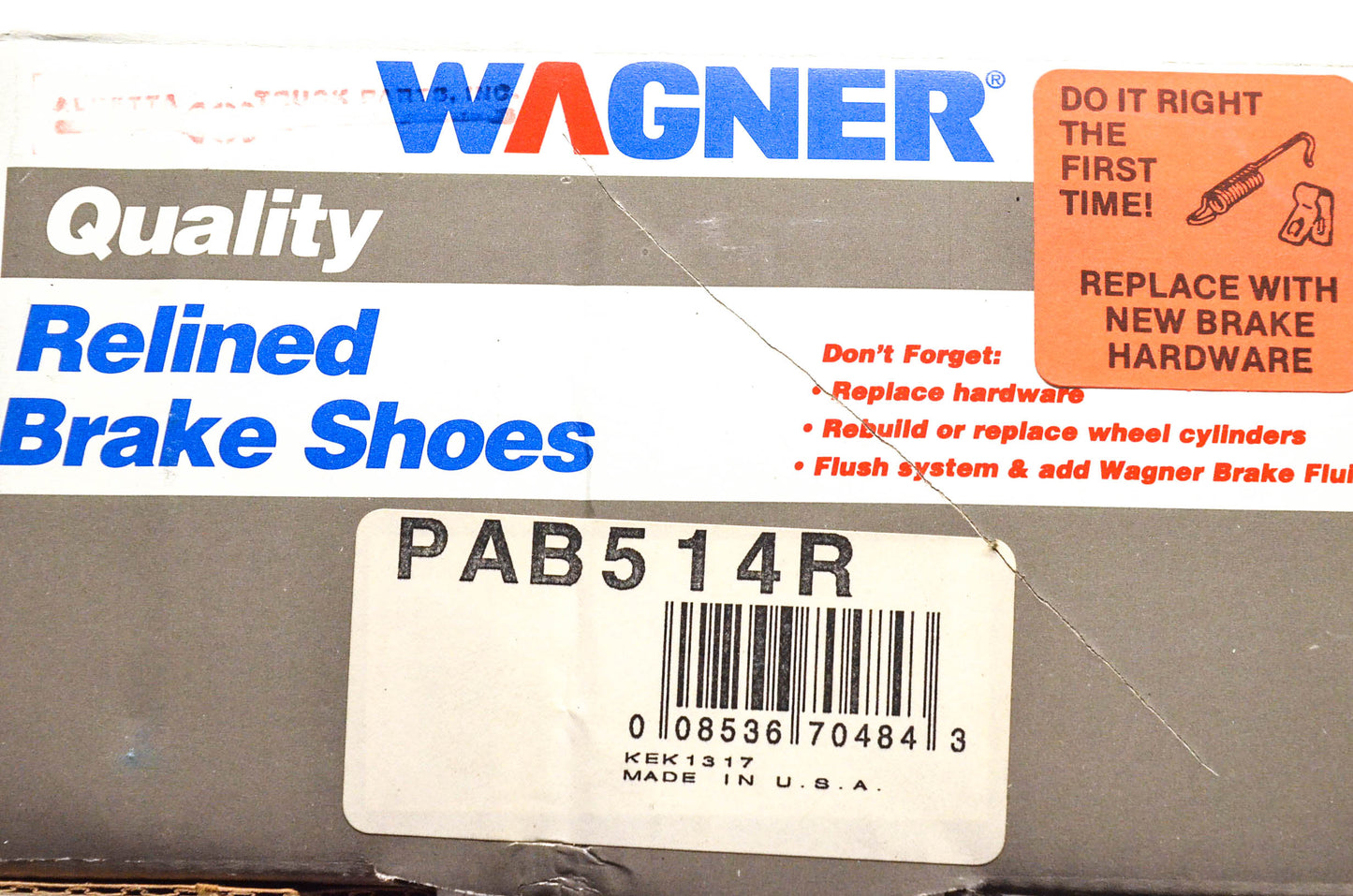 Wagner PAB514R Relined Brake Shoe Kit NOS