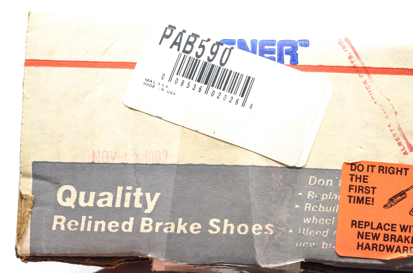 Wagner PAB590 Relined Brake Shoe Kit NOS